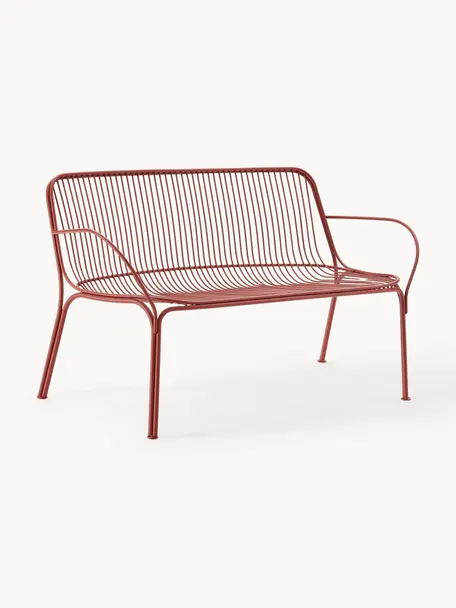 Banc de jardin Hiray, Acier galvanisé, laqué, Rouge rouille, larg. 121 x prof. 68 cm