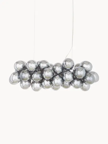 Lampada a sospensione con sfere di vetro Gross Bar, Baldacchino: nichel cromato, Argentato, Larg. 80 x Alt. 36 cm