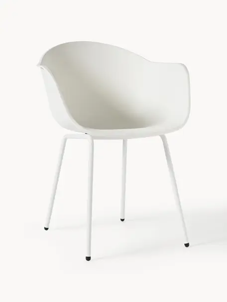 In- & Outdoor Stuhl Claire, Sitzschale: 65% Kunststoff, 35% Fiber, Beine: Metall, pulverbeschichtet, Weiss, B 60 x T 54 cm