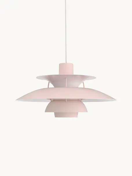 Lampada a sospensione PH 5, Paralume: metallo rivestito, Rosa chiaro, Ø 50 x Alt. 27 cm