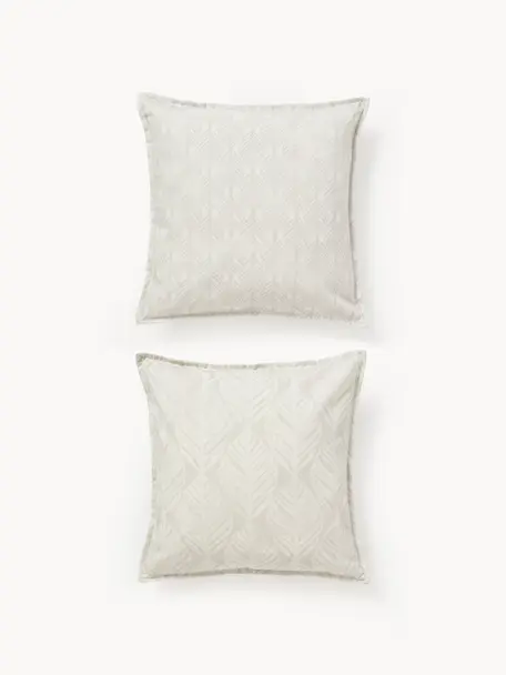 Housses de coussin avec motif graphique Armanda, lot de 2, 80 % polyester, 20 % coton, Tons beiges, larg. 45 x long. 45 cm