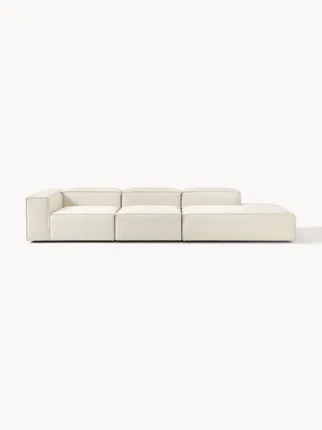 Diván modular grande Lennon, Tapizado: 100% poliéster Alta resis, Estructura: madera contrachapada de p, Patas: plástico Este producto es, Tejido Off White, An 357 x F 119 cm, respaldo izquierdo