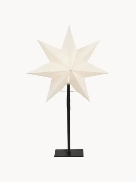 Lichtobject Frozen, met stekker, Lampenkap: papier, Lampvoet: gecoat metaal, Wit, zwart, B 34 x H 55 cm