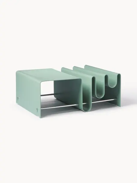 Moderne metalen salontafel Julia met tijdschriftenrek, Gepoedercoat metaal, Groen, B 85 x D 60 cm