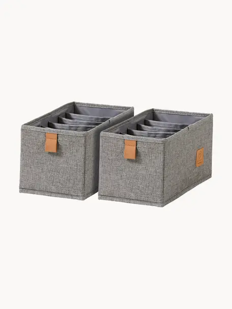 Úložné boxy Premium, 2 ks, Tmavě šedá, hnědá, Š 15 cm, H 30 cm