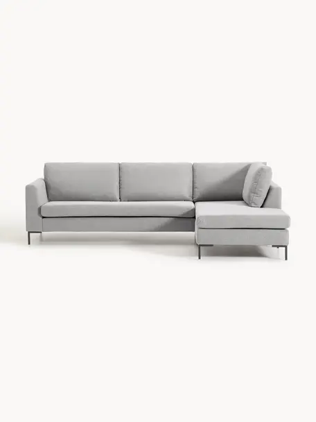 Ecksofa Luna, Bezug: 100 % Polyester Der strap, Gestell: Massives Buchenholz, Schi, Füße: Metall, galvanisiert Das , Webstoff Grau, B 280 x T 184 cm, Eckteil rechts