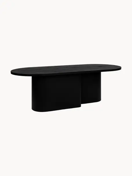 Table basse ovale en bois Looi, Noir, larg. 115 x prof. 37 cm