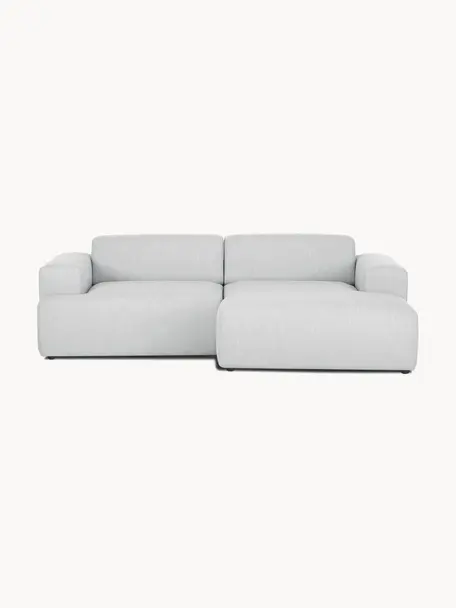 Ecksofa Melva (3-Sitzer), Bezug: 100% Polyester Der hochwe, Gestell: Massives Kiefernholz, FSC, Füße: Kunststoff, Webstoff Hellgrau, B 239 x T 143 cm, Eckteil rechts