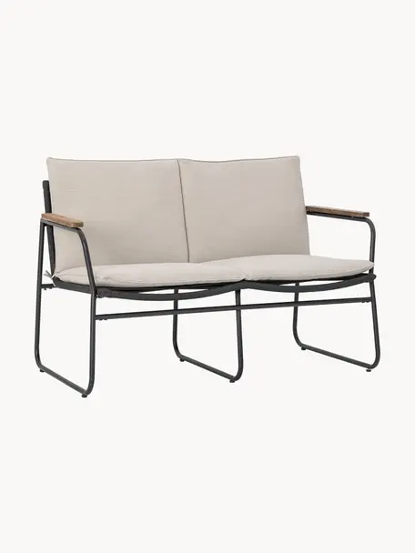 Tuin loungebank Hampton, Bekleding: stof, Frame: gecoat metaal, Geweven stof beige, zwart, B 125 x D 68 cm