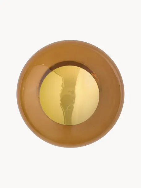 Mondgeblazen wandlamp Horizon, Lampenkap: mondgeblazen glas, Bruin, goudkleurig, Ø 21 x D 17 cm