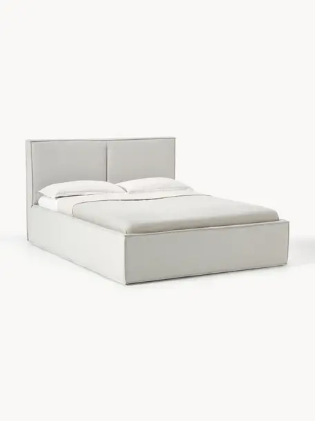 Gestoffeerd bed Dream, Bekleding: polyester (gestructureerd, Frame: massief grenenhout, FSC-g, Geweven stof lichtbeige, B 180 x L 200 cm