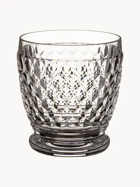Vasos de cristal con relieve Boston, 4 uds., Cristal, Transparente, Ø 9 x Al 10 cm, 330 ml