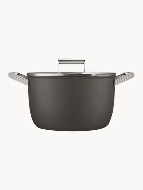 Braadpan 50's Style met deksel en antiaanbaklaag, Deksel: glas en roestvrij stalen , Zwart, Ø 24 x H 18 cm