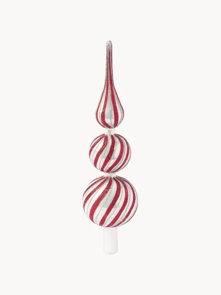 Weihnachtsbaumspitze Swirly, Glas, Rot, Silberfarben, Ø 8 x H 13 cm