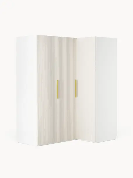 Modularer Eck-Kleiderschrank Simone, 165 cm Breite, mehrere Varianten, Korpus: Spanplatte, melaminbeschi, Holz, Beige, Premium Interior, B 165 x H 200 cm, mit Eckmodul