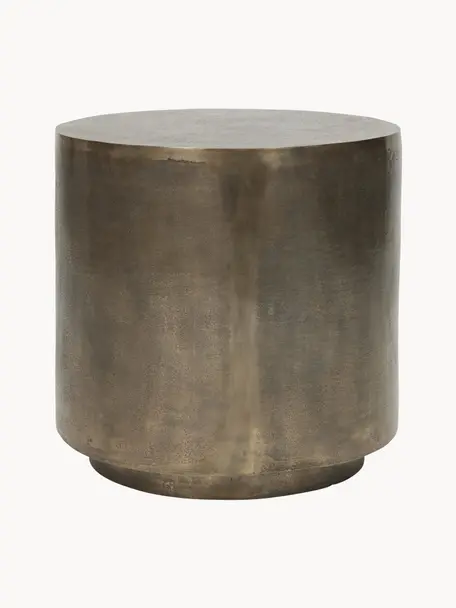 Okrągły stolik pomocniczy z metalu z antycznym wykończeniem Rota, Aluminium powlekane, płyta pilśniowa średniej gęstości (MDF), Odcienie mosiądzu, Ø 50 x W 50 cm