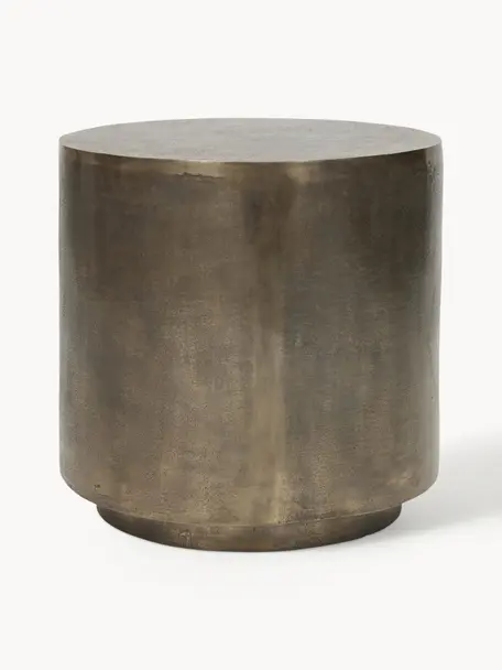 Runder Metall-Beistelltisch Rota mit Antik-Finish, Aluminium, beschichtet, Mitteldichte Holzfaserplatte (MDF), Greige, Goldfarben, Ø 50 x H 50 cm
