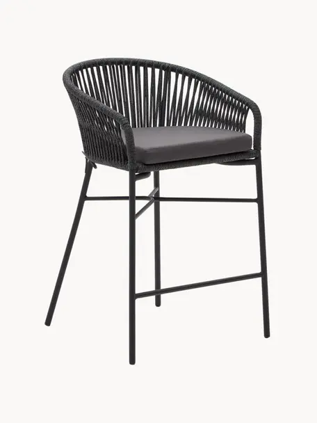 Zahradní barové židle Yanet, 2 ks, Tmavě šedá, černá, Š 55 cm, V 85 cm