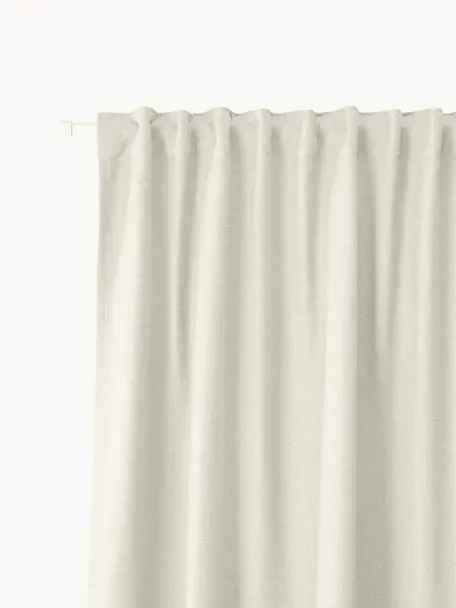 Ondoorzichtig gordijn Jensen met multiband, 2 stuks, 95% polyester, 5% nylon, Lichtbeige, B 130 x L 260 cm