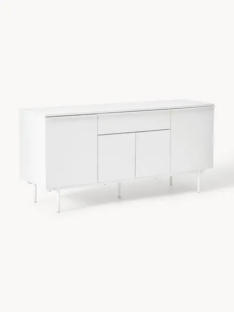 Aparador de madera Elona, Estructura: tablero de fibras de dens, Patas: metal con pintura en polv, Blanco, An 200 x Al 75 cm