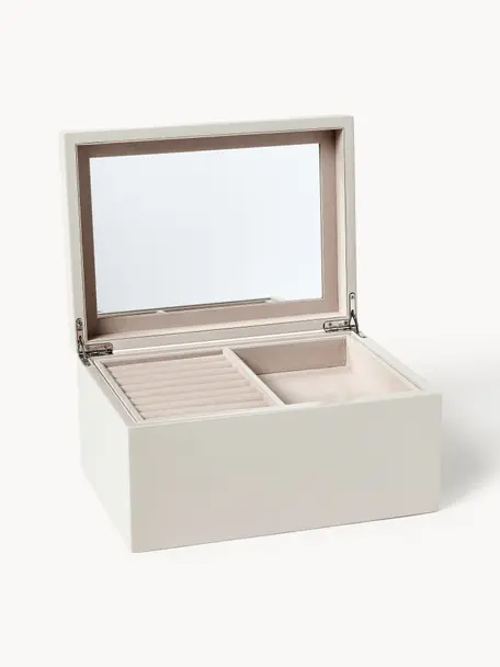 Coffret à bijoux avec miroir Taylor, Beige clair, haute brillance, larg. 26 x prof. 19 cm