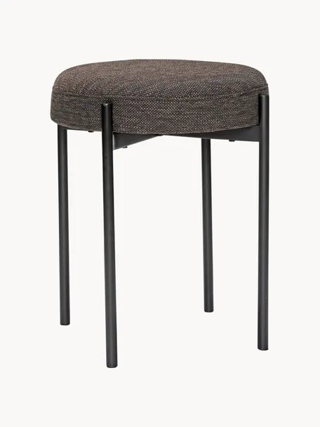 Tabouret rembourré Silo, Tissu brun foncé, noir, Ø 41 x haut. 45 cm