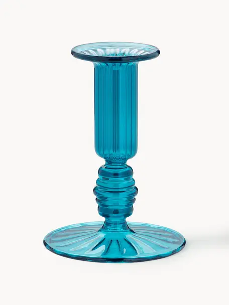 Kandelaar Ombre Flash, Glas, Turquoise, Ø 10 x H 12 cm