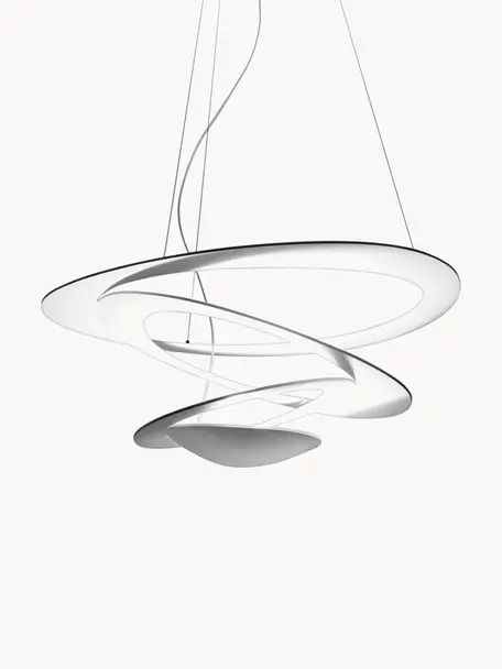 Grote hanglamp Pirce, B 69 cm, Gelakt aluminium, Wit, B 69 x H 23 cm