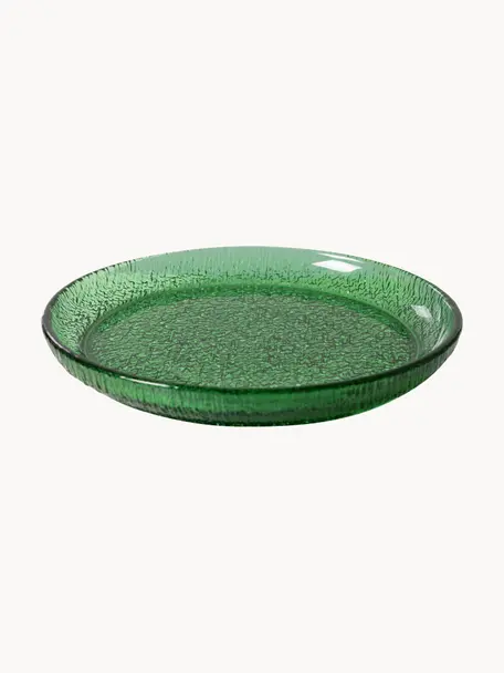 Piattini da colazione in vetro The Emeralds 2 pz, Vetro, Verde trasparente, Ø 21 cm