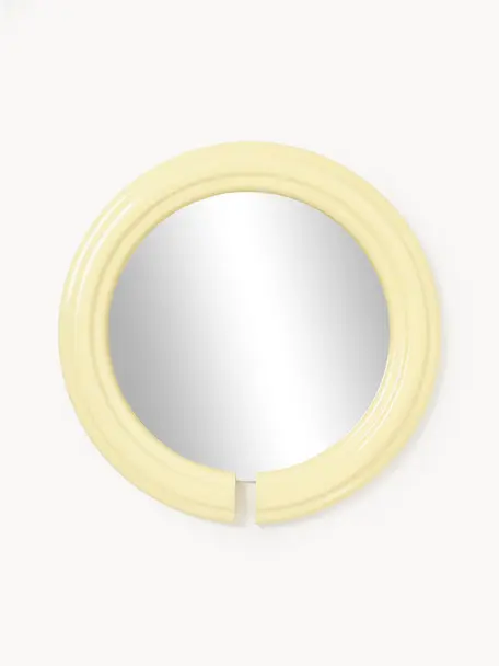 Kulaté nástěnné zrcadlo Mael, Světle žlutá, Ø 75 cm