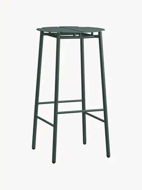 Taburete alto de metal para exterior Novo, Acero recubierto, Verde oscuro, Ø 38 x Al 75 cm