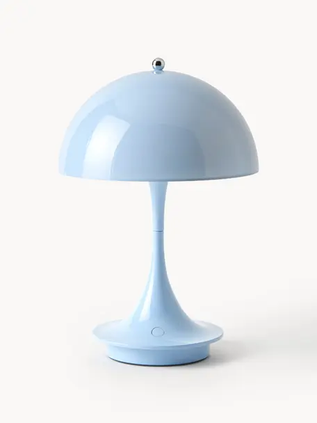 Přenosná stmívatelná stolní LED lampa Panthella, V 24 cm, Světle modré akrylátové sklo, Ø 16 cm, V 24 cm