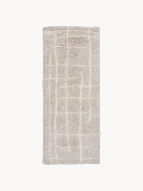 Huňatý behúň s vysokým vlasom Amelie, ručne tuftovaný, Béžová, krémovobiela, Š 80 x D 200 cm