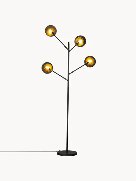 Große Stehlampe Turno mit Diffusorscheiben, Schwarz, H 176 cm