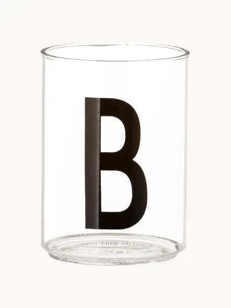 Szklanka Personal (warianty od A do Z), Szkło borokrzemowe, Transparentny, czarny, Szklanka do wody A, 300 ml