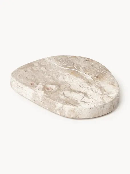 Asymmetrische Marmor-Untersetzer Lio, 4 Stück, Marmor, Beige, marmoriert, B 10 x T 10 cm
