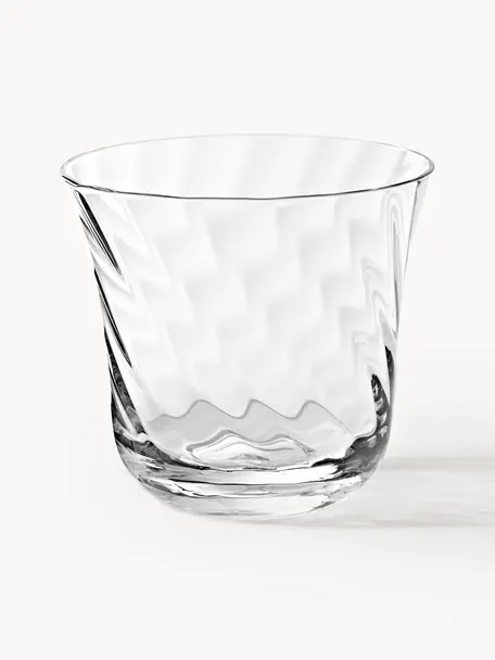 Mondgeblazen waterglazen Swirl, 4 stuks, Glas, Transparant, Ø 10 x H 9 cm, 300 ml