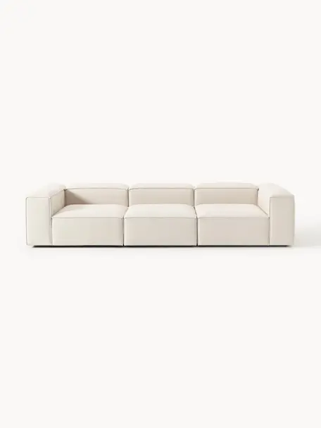 Modulares Sofa Lennon (4-Sitzer) aus Leinen-Mix, Bezug: 50 % Viskose, 25 % Leinen, Gestell: Fichtenholz, Sperrholz, m, Füße: Kunststoff Dieses Produkt, Leinen-Mix Beige, B 327 x T 119 cm