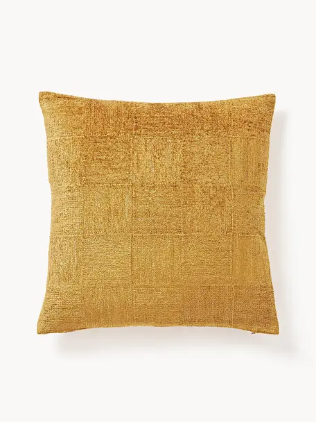 Funda de cojín de chenilla Keeley, 100% algodón, Amarillo mostaza, An 50 x L 50 cm
