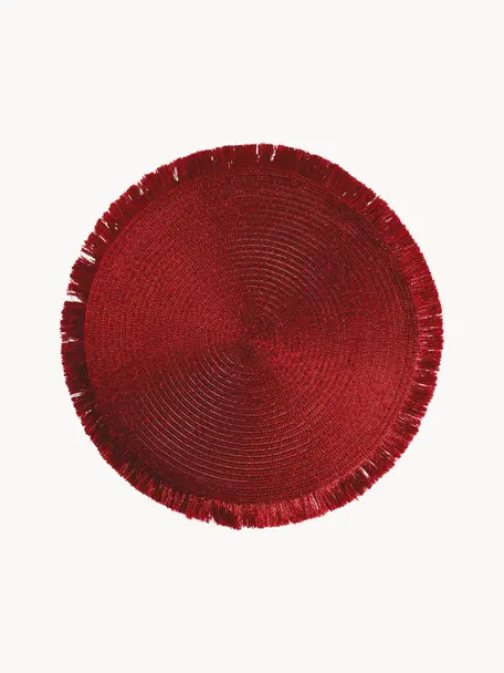 Tovagliette americana rotonda in plastica con frange Linda 6 pz, Materiale sintetico, Rosso, Ø 38 cm