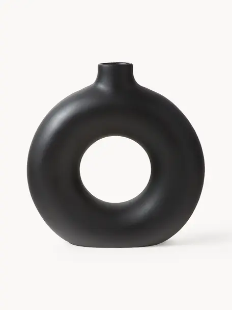Vase design Livo, haut. 31 cm, Grès cérame, Noir, Ø 5 x haut. 31 cm