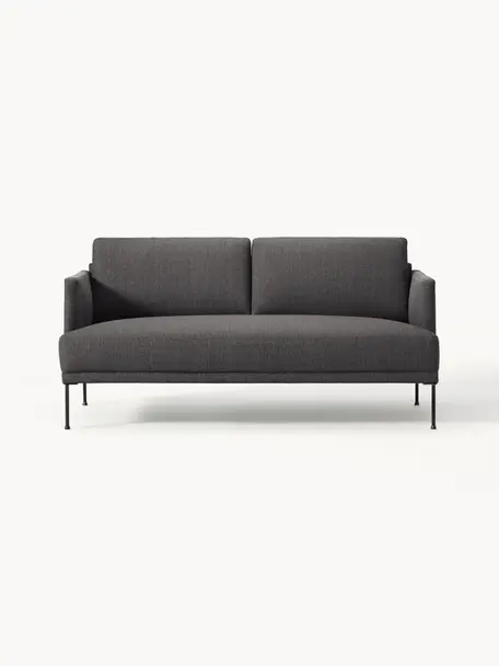 Sofa Fluente (2-Sitzer), Bezug: 100% Polyester Der hochwe, Gestell: Massives Kiefernholz, Füße: Metall, pulverbeschichtet, Webstoff Anthrazit, B 166 x T 85 cm