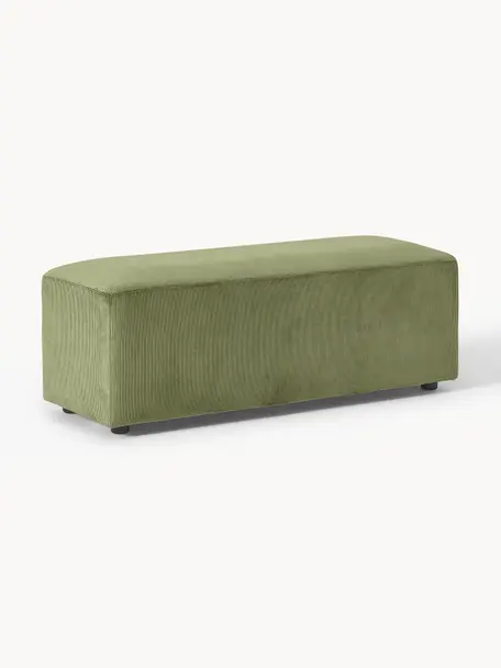 XL-Hocker Melva aus Cord, B 116 x T 42 cm, Bezug: Cord (92 % Polyester, 8 %, Gestell: Massives Kiefern- und Fic, Cord Olivgrün, B 116 x T 42 cm