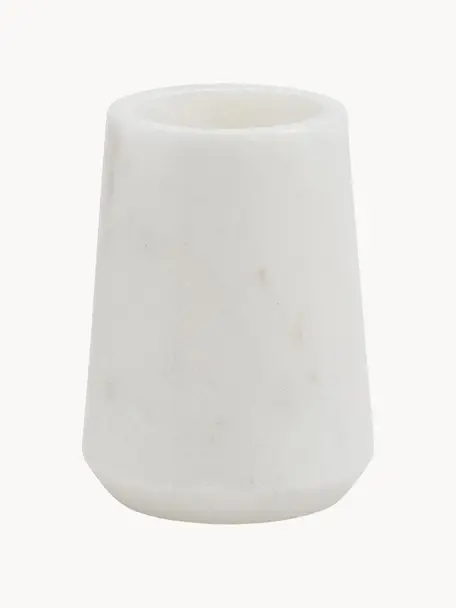 Mramorový kelímek na zubní kartáčky Lux, Mramor, Bílá, mramorovaná, Ø 9 cm, V 11 cm