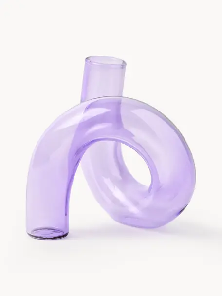 Handgemaakte vaas Zaida, H 12 cm, Glas, Lavendel, transparant, B 11 x H 12 cm