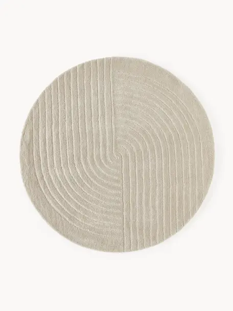 Tapis rond en laine tuftée main Mason, Gris clair, Ø 120 cm (taille S)