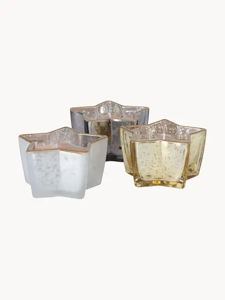 Deko-Kerzen Delisa in Glasbehältern, 3 Stück, Behälter: Glas, Bunt, B 10 x H 6 cm
