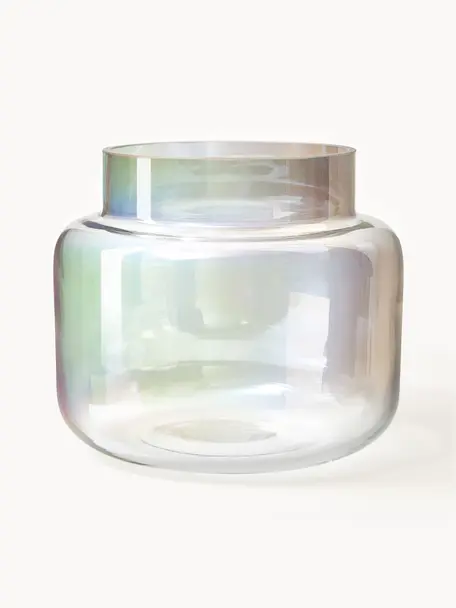 Jarrón de vidrio iridiscente Lasse, Vidrio, Transparente iridiscente, Ø 16 x Al 14 cm