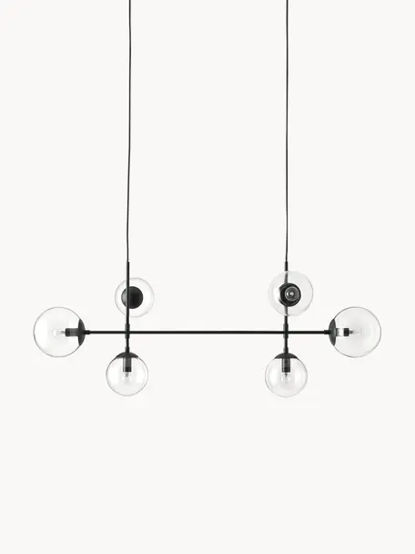 Große Pendelleuchte Cassia, Baldachin: Metall, pulverbeschichtet, Schwarz, Transparent, Ø 15 x H 150 cm