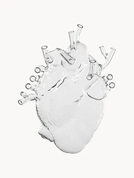 Designová váza ze skla Love in Bloom, V 24 cm, Sklo, Transparentní, Š 17 cm, V 24 cm